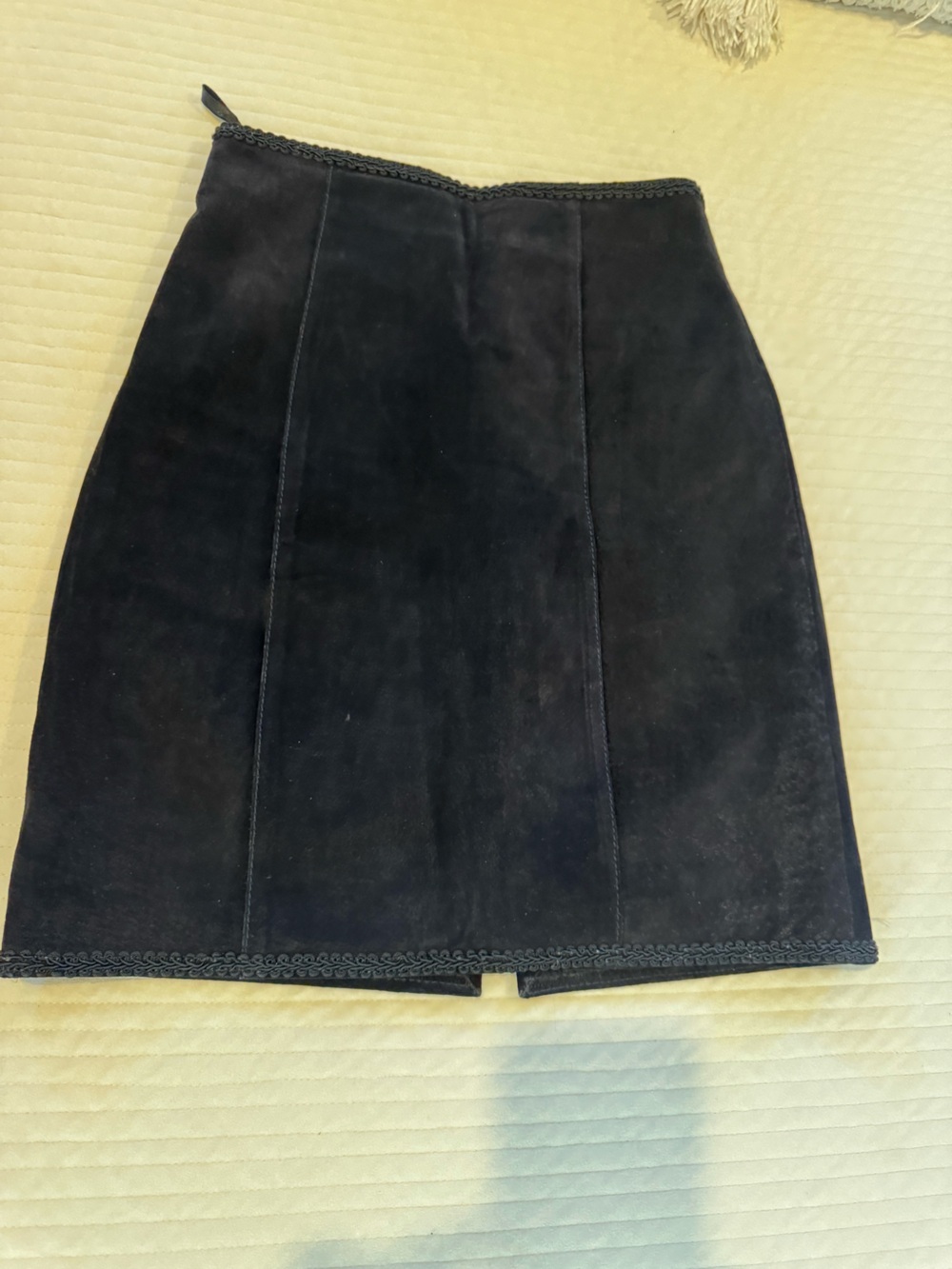 Vintage Black Suede Panel Mini Skirt - Women's